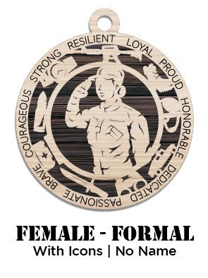 Custom - Army - Female - Class A - With Icons - Not Personalized - Ashby's Crafts and Gifts