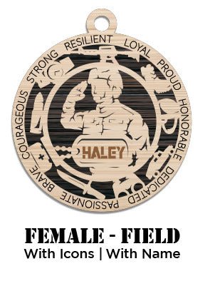 Custom - Army - Female - Field With Icons - Personalized - Ashby's Crafts and Gifts
