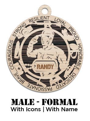 Custom - Army - Male - Class A - With Icons - Personalized - Ashby's Crafts and Gifts