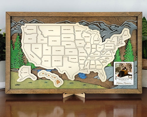 United States Travel Map - Laser Cut and Hand Finished