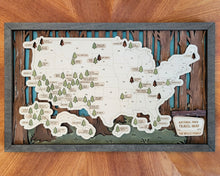 Load image into Gallery viewer, US National Parks Travel Map - Laser Cut and Hand Finished adventure map hiking map laser cut map
