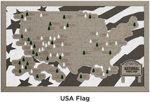 Load image into Gallery viewer, US National Parks Travel Map - Laser Cut and Hand Finished adventure map hiking map laser cut mapUS Flag
