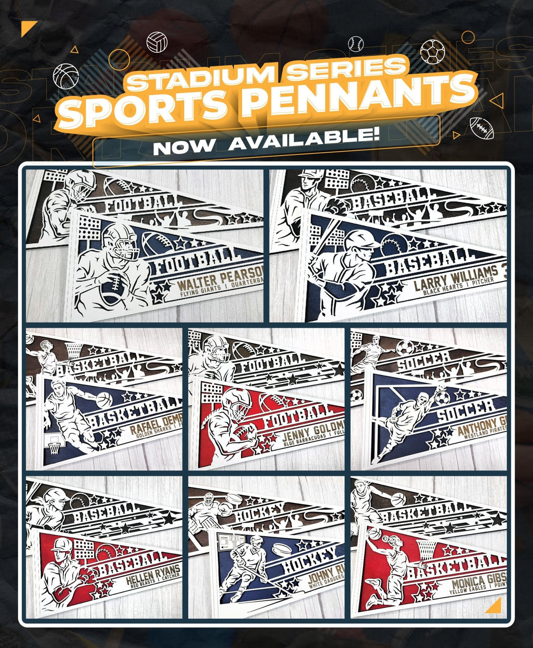 Stadium Series Sports Pennants - Personalized