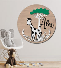 Load image into Gallery viewer, Super Cute Personalized Jungle Wall Hanging for Nursery or Childs Room home decor kid&#39;s room decor nursery decor
