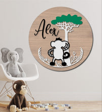 Load image into Gallery viewer, Super Cute Personalized Jungle Wall Hanging for Nursery or Childs Room home decor kid&#39;s room decor nursery decor
